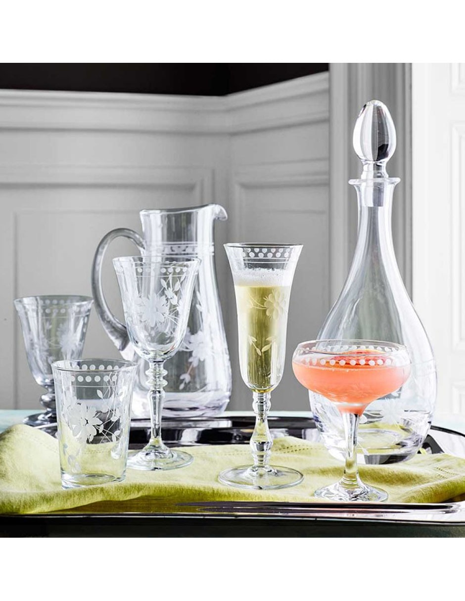 Copa para agua Vintage Etched de vidrio 2