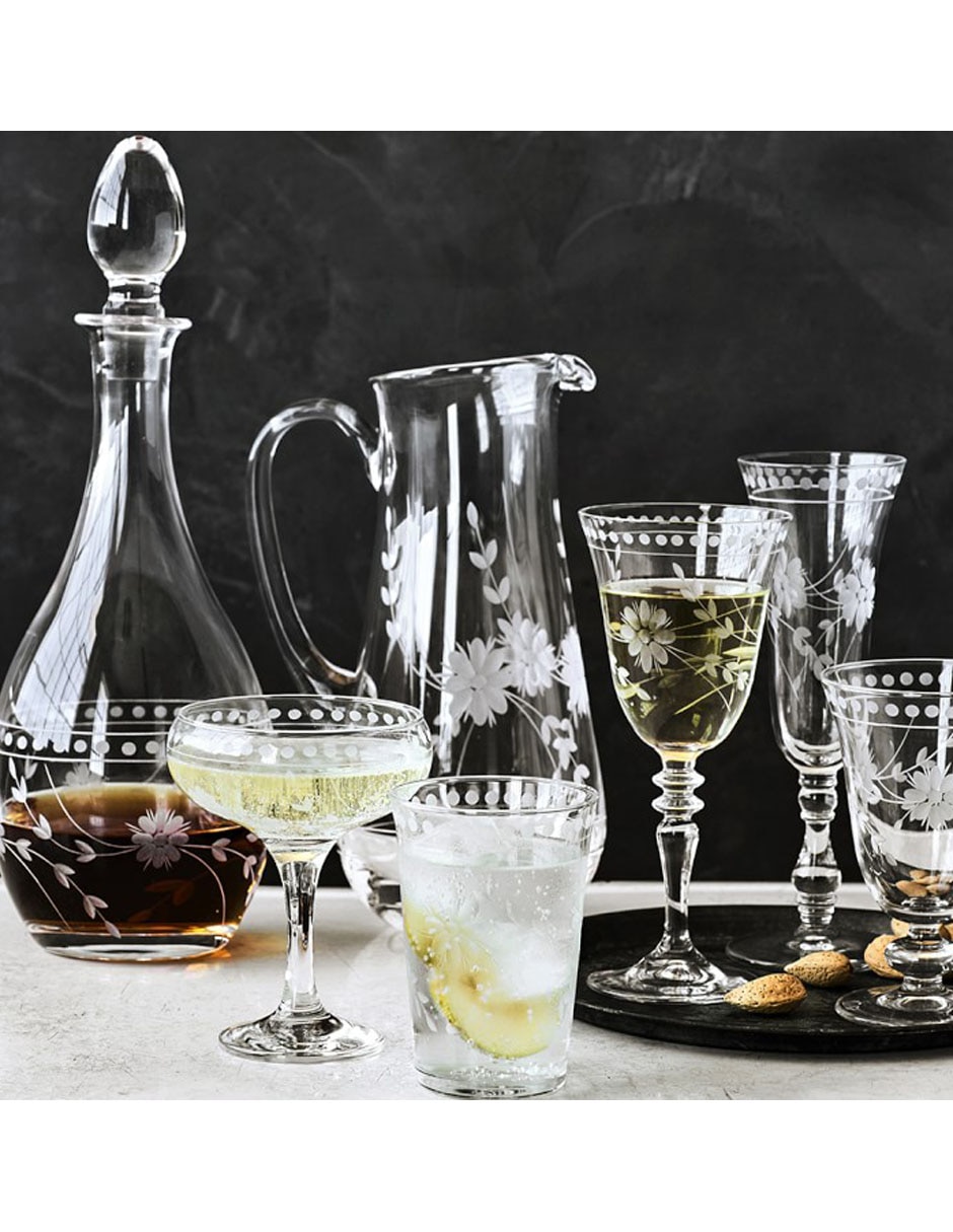 Copa para agua Vintage Etched de vidrio 4