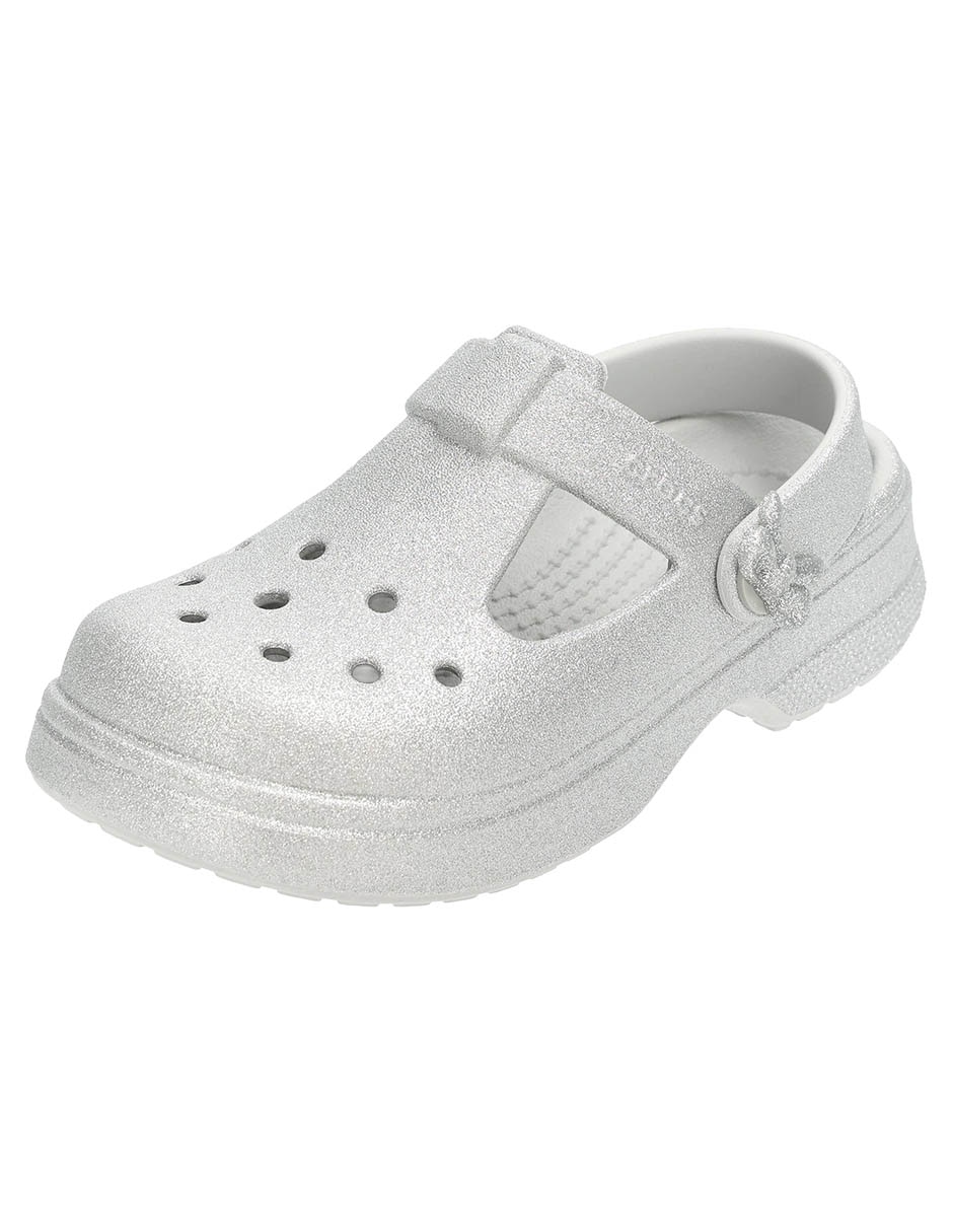 Sandalia Crocs Classic Mary Jane Bow Glitter para niña