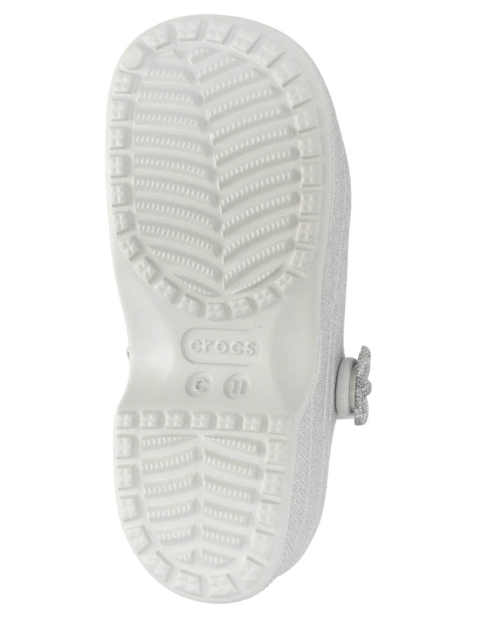 Sandalia Crocs Classic Mary Jane Bow Glitter para niña
