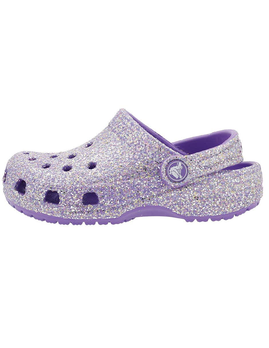 Sandalia Crocs Classic Fantasy Glitter Clog K para niña