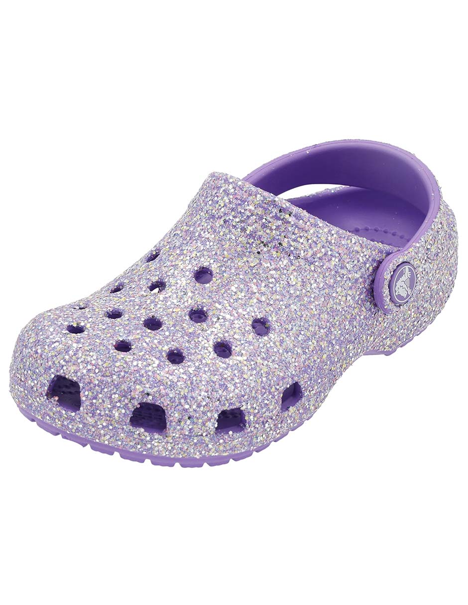 Sandalia Crocs Classic Fantasy Glitter Clog K para niña