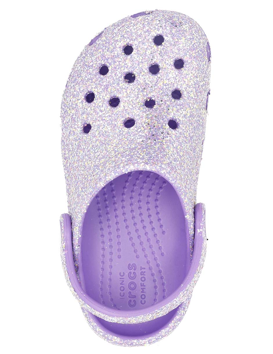 Sandalia Crocs Classic Fantasy Glitter Clog K para niña