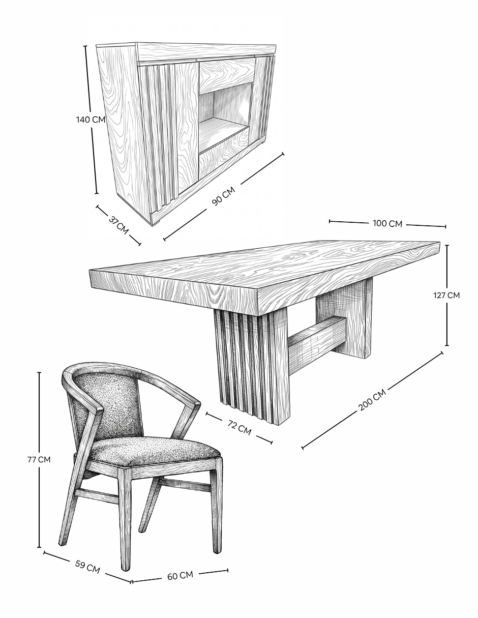 Comedor italia con bufetero para 6 personas 7
