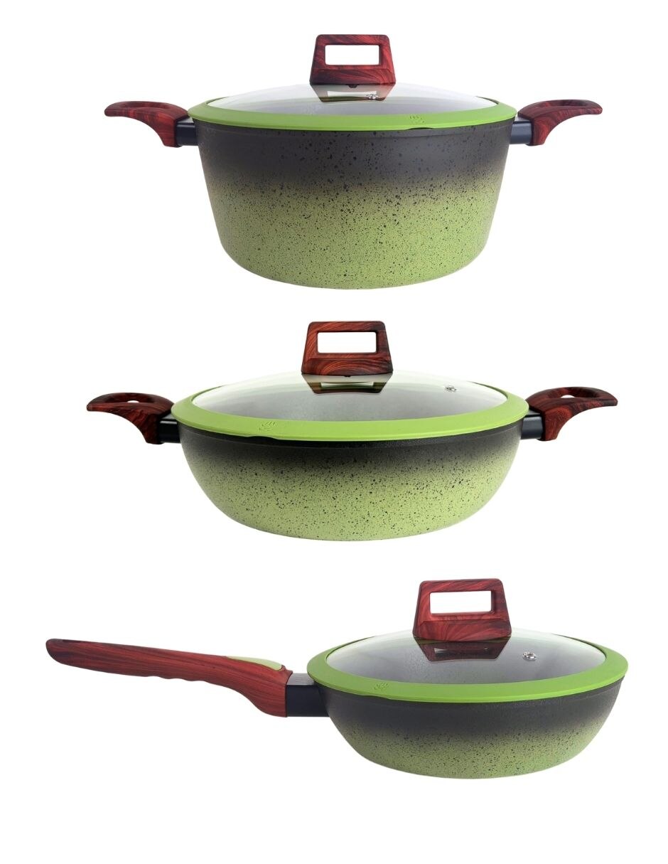 Batería de cocina iris avocado de aluminio forjado antiadherente cerámica 10 piezas 2