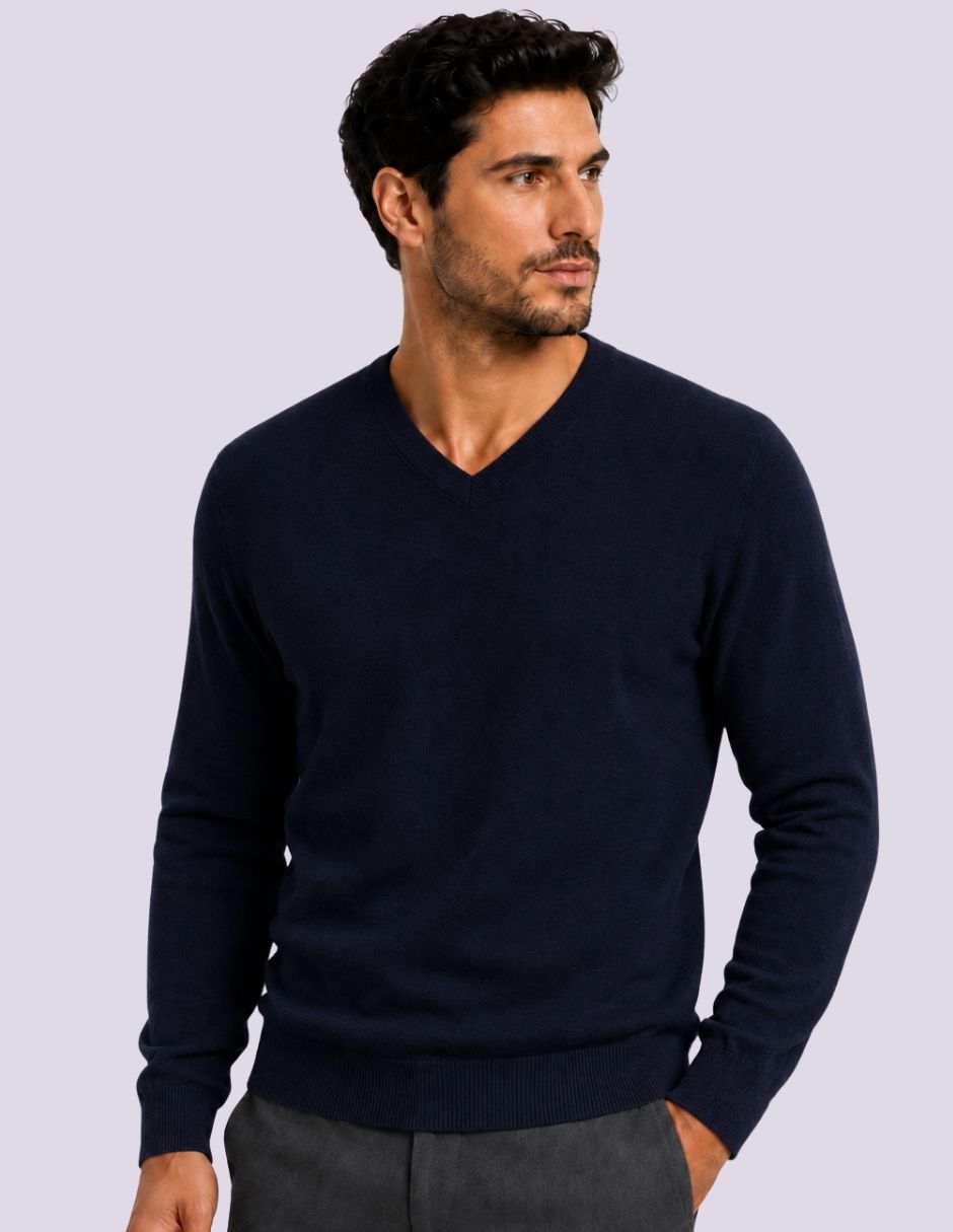 Suéter cuello v para hombre 4