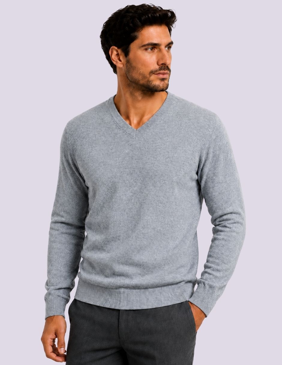 Suéter cuello v para hombre 2