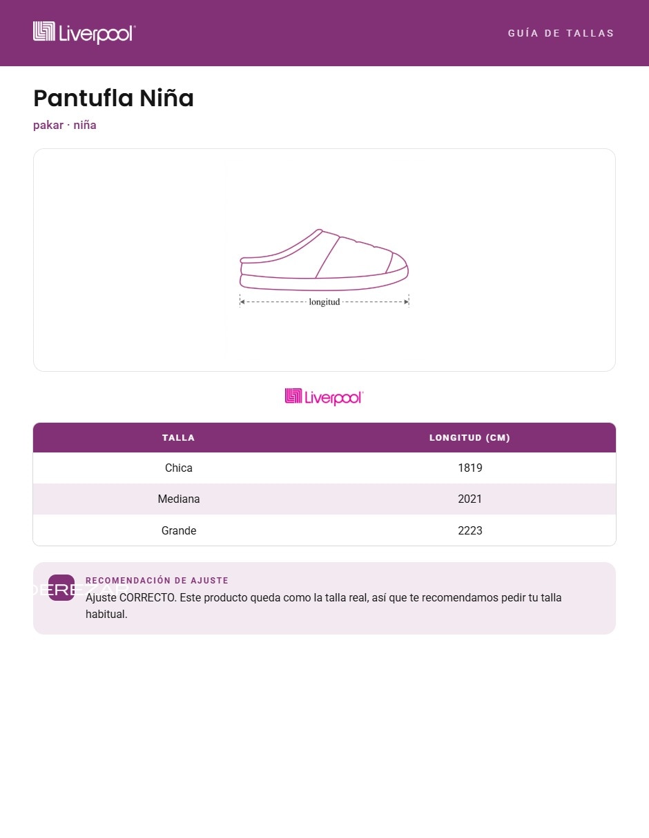 Pantufla para niña